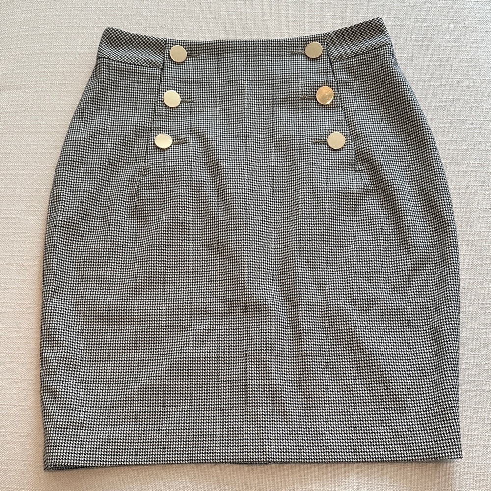 H&M Black and White Checkered Pencil Mini Skirt